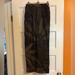 Farm Rio Black & Golden Foliage Pants Size XS